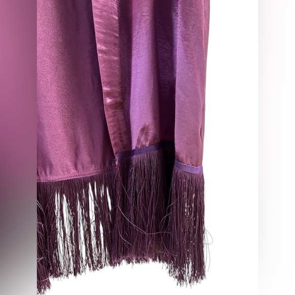 Purple satin fringe rebdolls glow up duster kimono - Picture 7 of 9